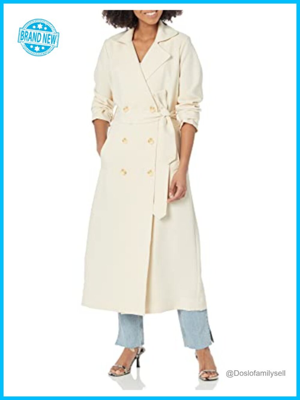 Trench Coat with Tonal Matching Belt and Pockets